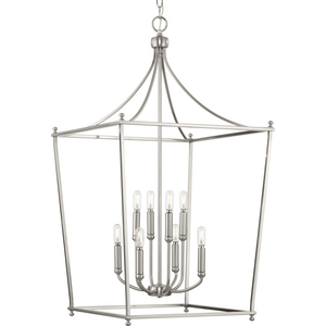 Parkhurst Collection Eight-Light New Traditional Brushed Nickel  Chandelier Foyer Light