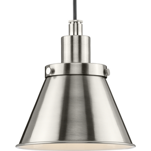 Hinton Collection One-Light Brushed Nickel Modern Farmhouse Pendant
