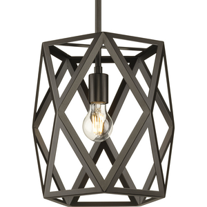 Saucedo Collection One-Light Architectural Bronze Modern Pendant