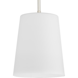 Clarion Collection One-Light Polished Nickel Etched White Transitional Pendant