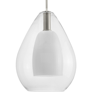 Carillon Collection One-Light Brushed Nickel Large Contemporary Pendant