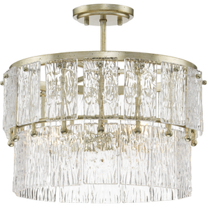 Chevall Collection Three-Light Gilded Silver Modern Organic Pendant