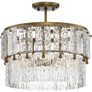 Chevall Collection Three-Light Gold Ombre Modern Organic Pendant