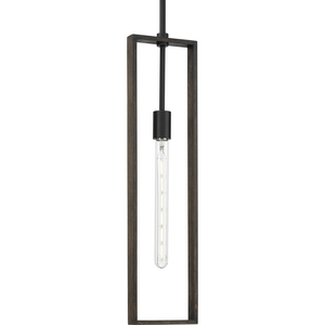 Boundary Collection One-Light Matte Black Roasted Chicory Modern Pendant