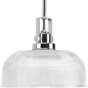 Archie Collection One-Light Polished Chrome Clear Prismatic Glass Coastal Pendant Light