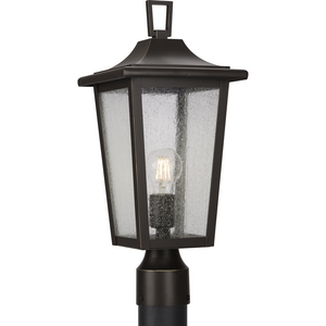 Padgett Collection One-Light Transitional Antique Bronze Clear Seeded Glass Outdoor Post Light