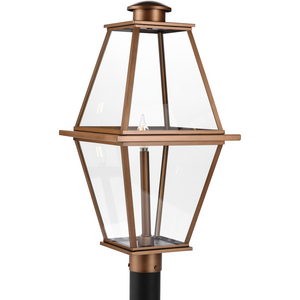 Bradshaw Collection One-Light Antique Copper Clear Glass Transitional Outdoor Post Lantern