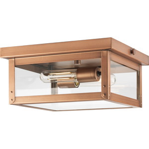 Union Square Two-Light Antique Copper Urban Industrial Outdoor Ceiling Light