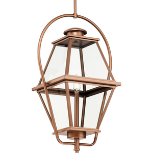 Bradshaw Collection One-Light Antique Copper Clear Glass Transitional Outdoor Hanging Lantern