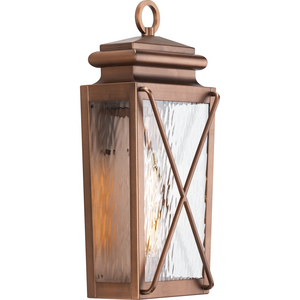Wakeford Collection One-Light Antique Copper and Clear Water Glass Transitional Style Small Outdoor Wall Lantern