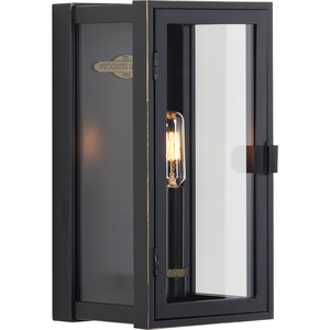 Stature Collection One-Light Oil Rubbed Bronze and Clear Glass Transitional Style Small Outdoor Wall Lantern