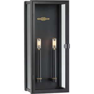 Stature Collection Two-Light Oil Rubbed Bronze and Clear Glass Transitional Style Large Outdoor Wall Lantern