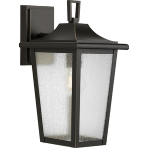 Padgett Collection One-Light Transitional Antique Bronze Clear Seeded Glass Outdoor Wall Lantern