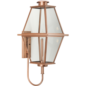 Bradshaw Collection One-Light Antique Copper Clear Glass Transitional Large Outdoor Wall Lantern