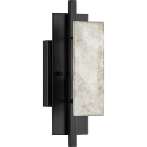 Lowery Collection One-Light Matte Black Industrial Luxe Wall Sconce with Aged Silver Leaf Accent