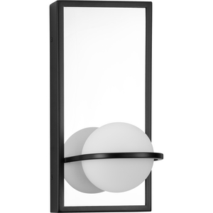 Pearl LED Collection  Mid-Century Modern Matte Black Etched Opal Glass Wall Bracket