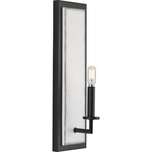 Galloway Collection One-Light 18" Matte Black Modern Farmhouse Wall Bracket with Distressed White Accents