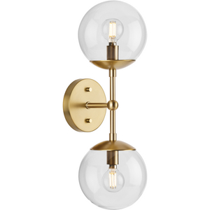 Atwell Collection Two-Light Brushed Bronze Mid-Century Modern Wall Sconce