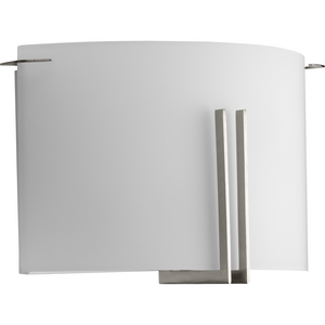 Modern Glass Sconce Two-Light Brushed Nickel Wall Sconce