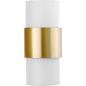 Silva Collection Two-Light Brushed Bronze White Linen Shade Wall Sconce
