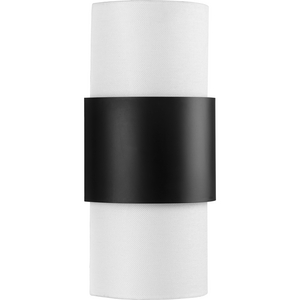 Silva Collection Two-Light Matte Black White Linen Shade Wall Sconce