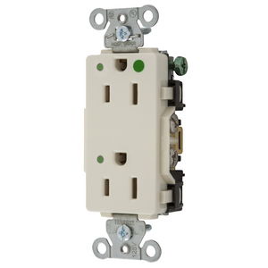 Straight Blade Devices, Decorator Duplex Receptacle, Hospital Grade, Hubbell-Pro, LED Indicator, 20A 125V, 2-Pole 3-Wire Grounding, 5-20R