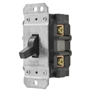 Switches and Lighting Controls, Industrial Grade, Toggle Switches, MotorDisconnects, Double Pole, 30A 600V AC, Back and Side Wired, Black