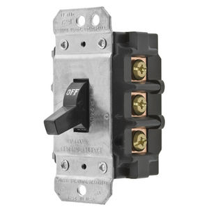 Switches and Lighting Controls, Industrial Grade, Toggle Switches, Motor Disconnects, Three Pole, 30A 600V AC, Side Wired Only, Black