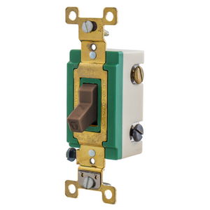 Extra Heavy Duty Industrial Grade, Toggle Switches, General Purpose AC, Three Way, 30A 120/277V AC, Back and Side Wired, Brown
