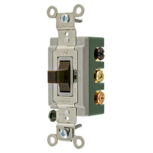 Industrial Grade, Toggle Switches, General Purpose AC, Double-Pole Double-Throw Center Off, 30A120/277V AC, Back and Side Wired, Brown