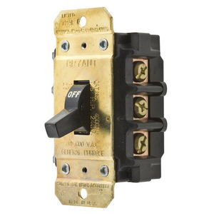 Switches and Lighting Controls, Industrial Grade, Toggle Switches, Motor Disconnects, Three Pole, 40A, 600V AC, Side Wired Only, Black