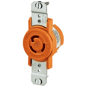 Locking Devices, Locking Devices, Isolated Ground Industrial, Flush Receptacle, 15A 125V, 2-Pole 3-Wire Grounding, L5-15R, Screw Terminal, Orange