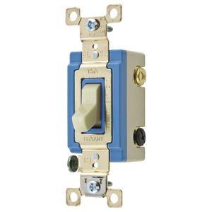 Illuminated Industrial Grade, Toggle Switches, General Purpose AC, Three Way, 15A 120/277V AC, Back and Side Wired