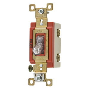 Illuminated Industrial Grade, Toggle Switches, General Purpose AC, Three Way, 20A 120/277V AC, Back and Side Wired, Clear