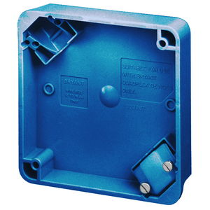 Straight Blade Devices, Accessories, 4" Square Portable Box with Cord Grip, Quad Plex Receptacles, Blue, Single Pack