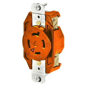 Locking Devices, Isolated Ground, Industrial, Flush Receptacle, 20A 125/250V, 3-Pole 4-Wire Grounding, L14-20R, Screw Terminal, Orange