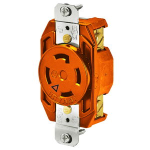 Locking Devices, Isolated Ground, Industrial, Flush Receptacle, 30A 125/250V, 3-Pole 4-Wire Grounding, L14-30R, Screw Terminal, Orange
