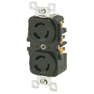 Locking Devices, Industrial, Duplex Receptacle, 15A 125V/10A 250V, 2-Pole 3-Wire Grounding, Non-NEMA, Screw Terminal, Black