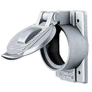 Wallplates and Boxes, Weatherproof Covers, 1- Gang, 1) 50A Locking Opening, Standard Size, Cast Aluminum