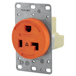Straight Blade Devices, Receptacles, Flush Mount Single, Commercial/Industrial Grade, Reinforced Thermoplastic Polyester, 50A 125V