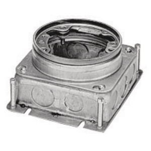 1-Gang, Round, Galvanized Stamped Steel Box, Shallow, Fully Adjustable, Single Service, Aluminum Top