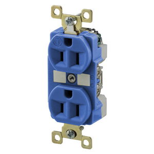 Straight Blade Devices, Receptacles, Duplex, Commercial/Industrial Grade, 15A 125V, 2-Pole 3-Wire Grounding, 5-15R, Blue, Single Pack