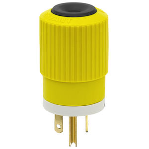Male Plug, Heavy Duty, Industrial/Commercial Grade, Straight, 20A 250V, 2-Pole 3-Wire Grounding, 6-20P, Yellow, Single Pack, Hi-Viz Yellow