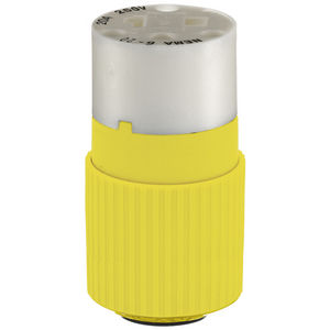 Female Connector Body, Heavy Duty, Industrial/Commercial Grade, Straight, 20A 250V, 2-Pole 3- Wire Grounding, 6-20R, Yellow, Hi-Viz Yellow