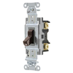 Switches and Lighting Controls, Toggle Switch, Commercial Grade, Single Pole, 15A 120/277V AC, Side Wired, BrownToggle
