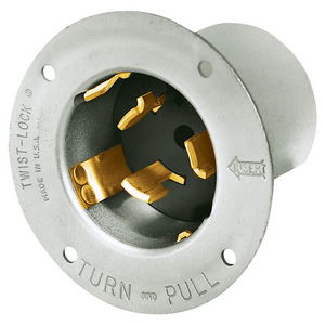 Locking Devices, Industrial, Flanged Inlet, 50A 125/250V, 3-Pole 4-Wire Grounding, Non-NEMA, Screw Terminal, Steel