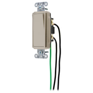 Decorator Switches, General Purpose AC, Single Pole, 15A 120/277V AC, Back and Side Wired, Pre-Wired with 8" #12 THHN