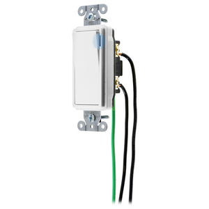 Decorator Switches, General Purpose AC, Illuminated Single Pole, 20A 120/277V AC, Back and Side Wired, Pre-Wired with 8" #12 THHN