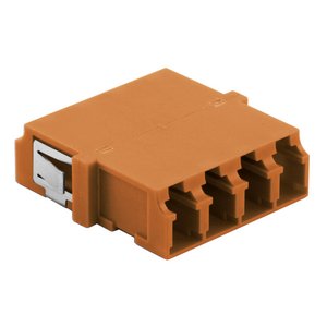 Fiber Optic Adapters, LC Quad, Snap In Mounting, Zircon Sleeves, Orange, 6 Pack