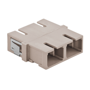 Fiber Optic Adapters, SC Duplex, Snap In Mounting, Zircon Sleeves, Beige, 6 Pack